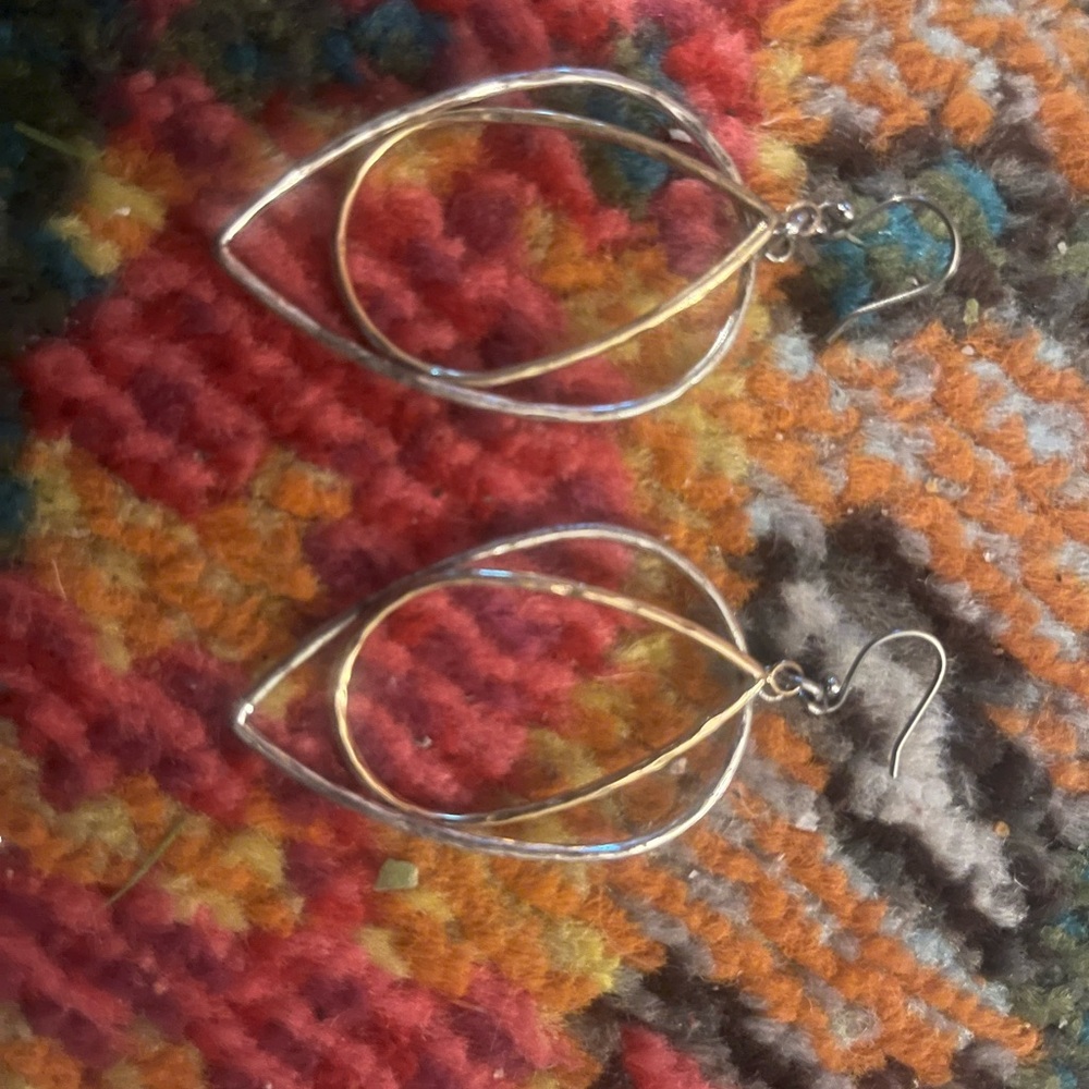 Lucky brand Silver and Gold Teardrop Earrings